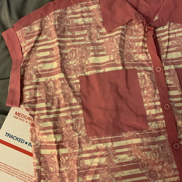 Blush Pink Floral/Striped LuLaRoe Amy Dolman Blouse - NWT XXS (Oversized) - Picture 9 of 12